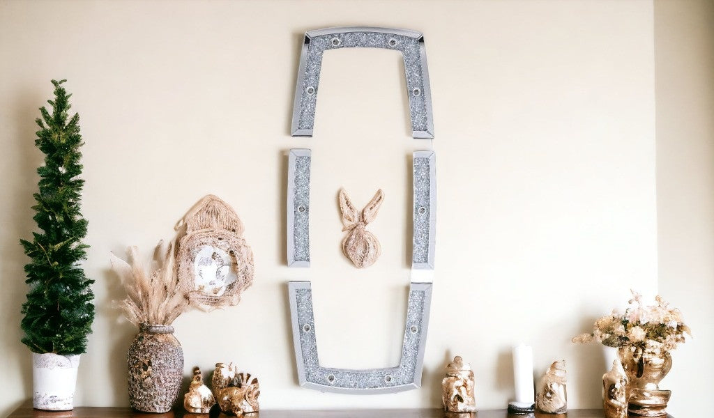 63" Mirrored & Faux Diamonds Lighted Irregular Accent Mirror - Home Decor