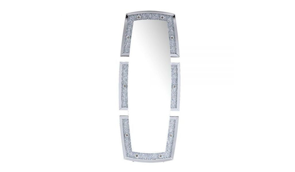 63" Mirrored & Faux Diamonds Lighted Irregular Accent Mirror - Home Decor