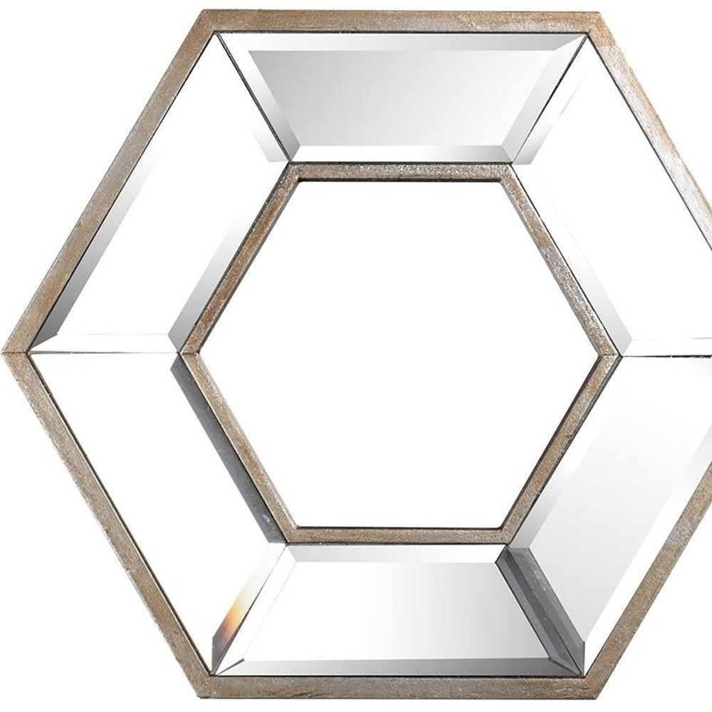 12" Silver Wood Hexagon Framed Accent Mirror - Bed & Bath