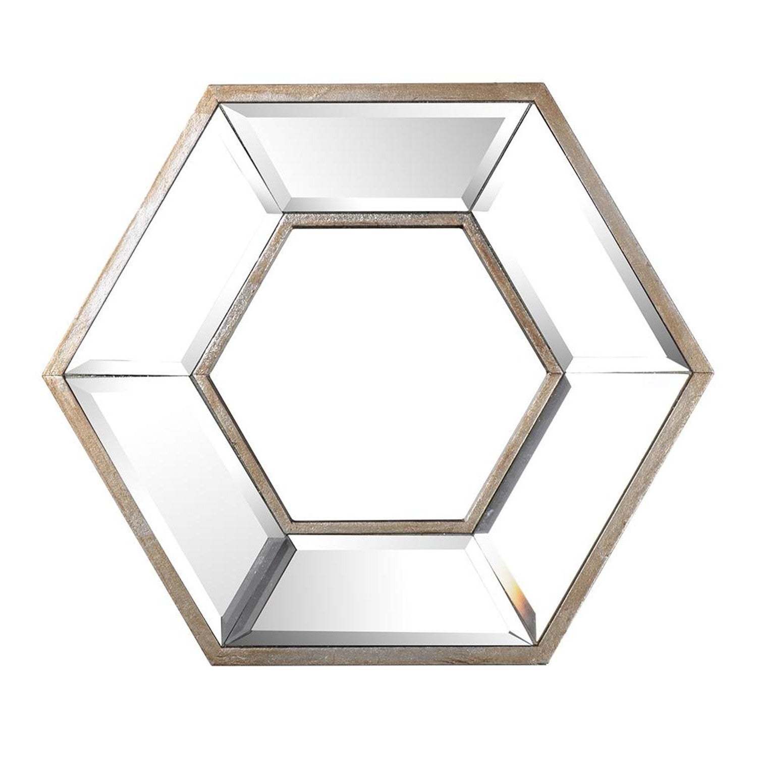 12" Silver Wood Hexagon Framed Accent Mirror - Bed & Bath