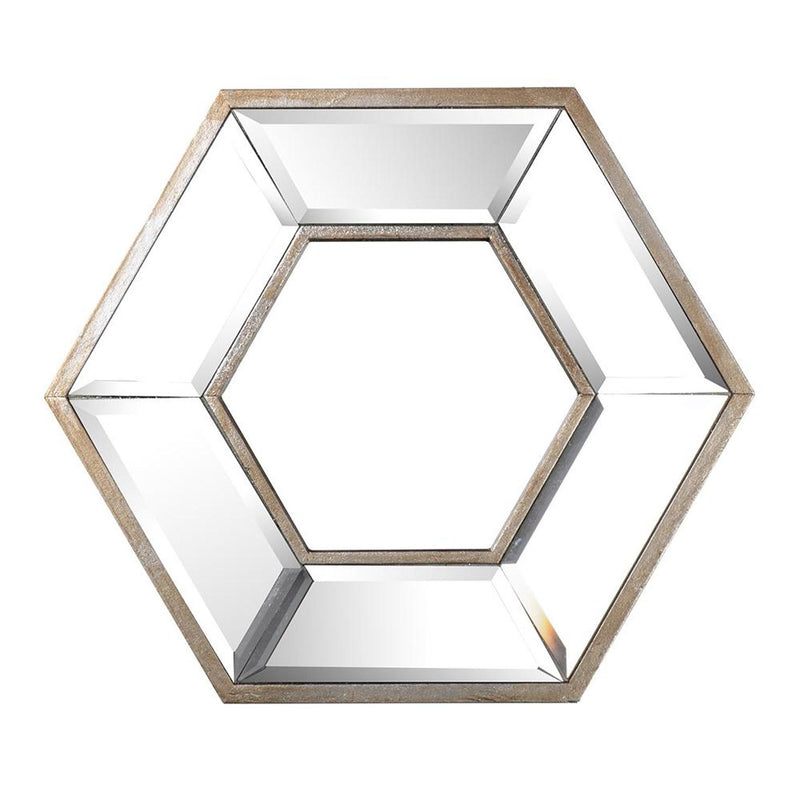 12" Silver Wood Hexagon Framed Accent Mirror - Bed & Bath