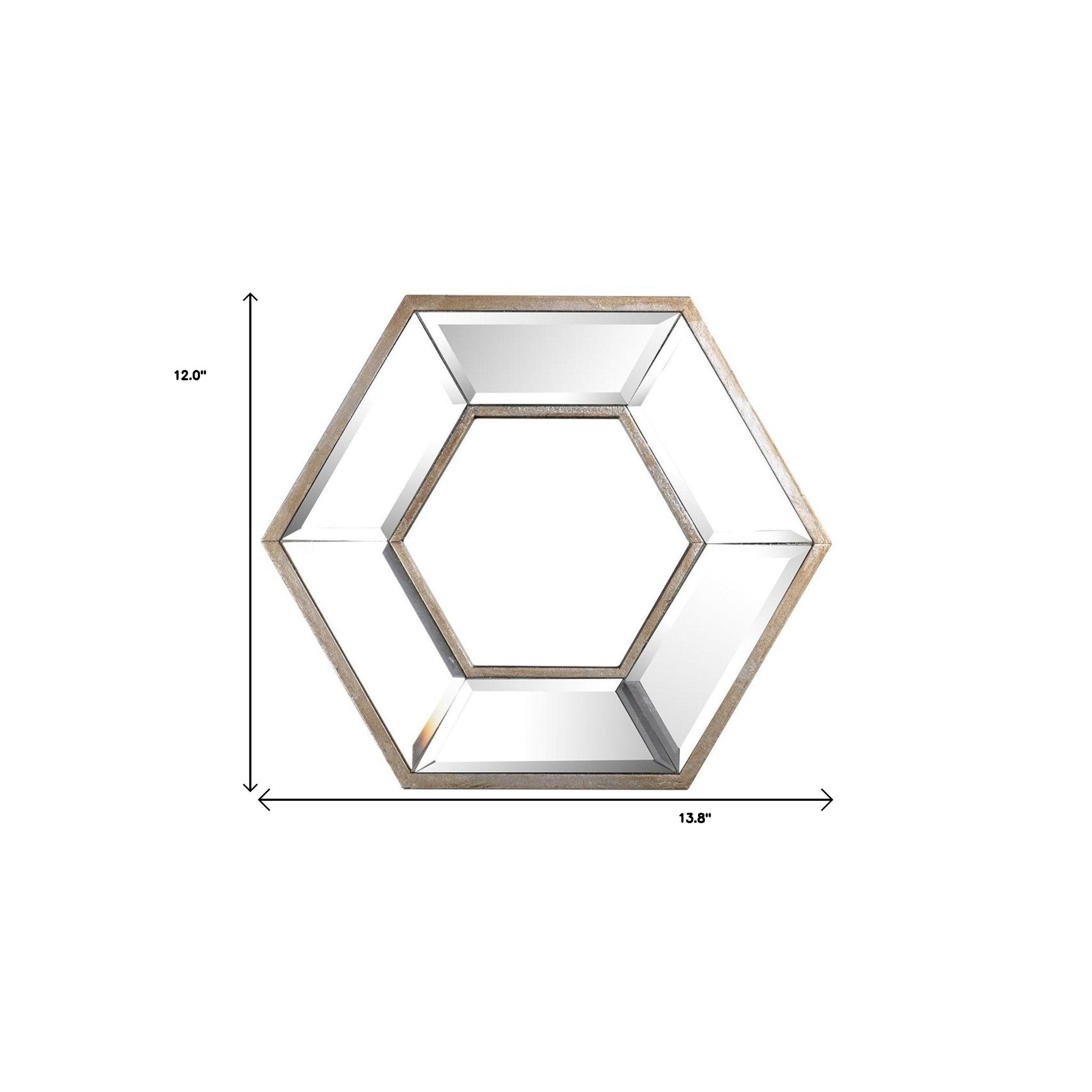 12" Silver Wood Hexagon Framed Accent Mirror - Bed & Bath