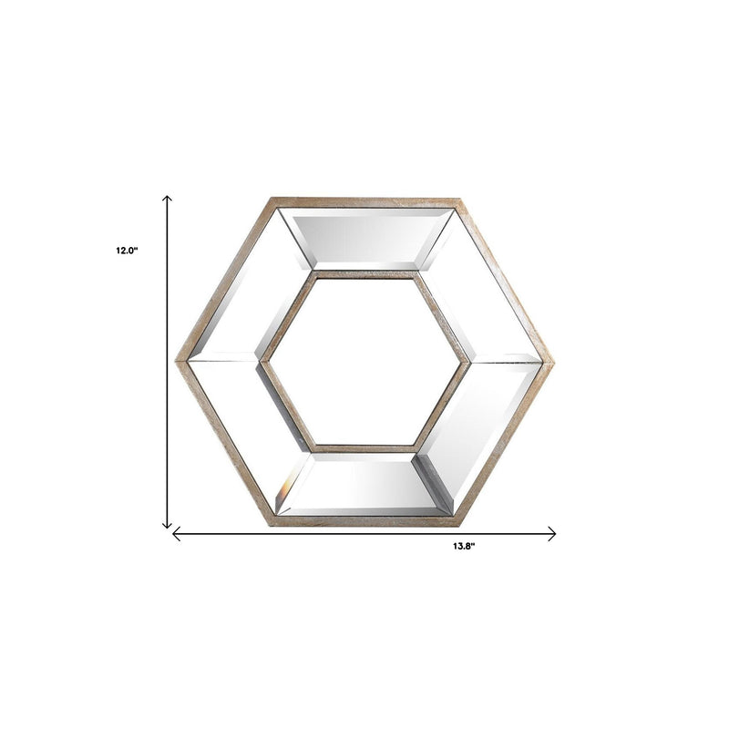 12" Silver Wood Hexagon Framed Accent Mirror - Bed & Bath