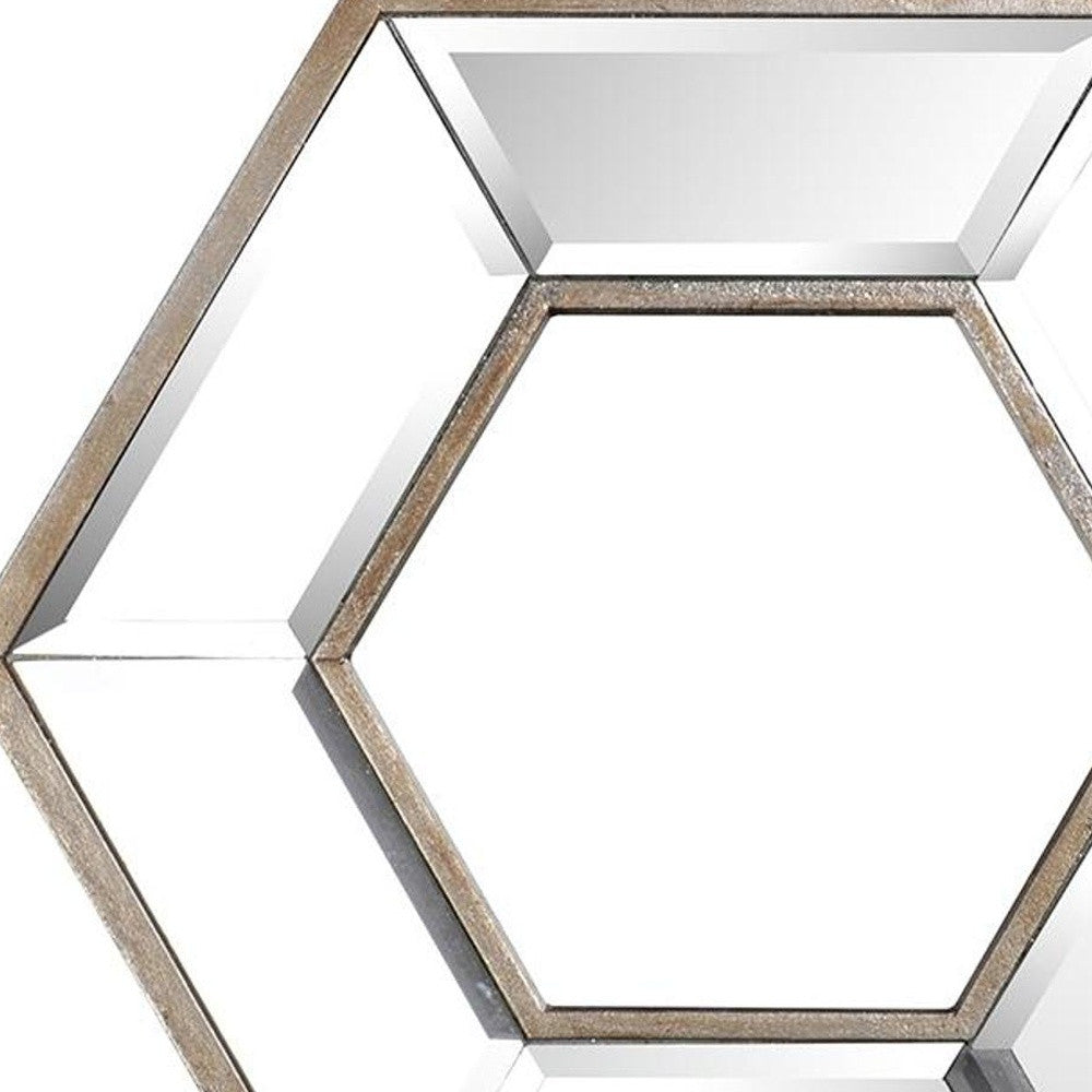 12" Silver Wood Hexagon Framed Accent Mirror - Bed & Bath