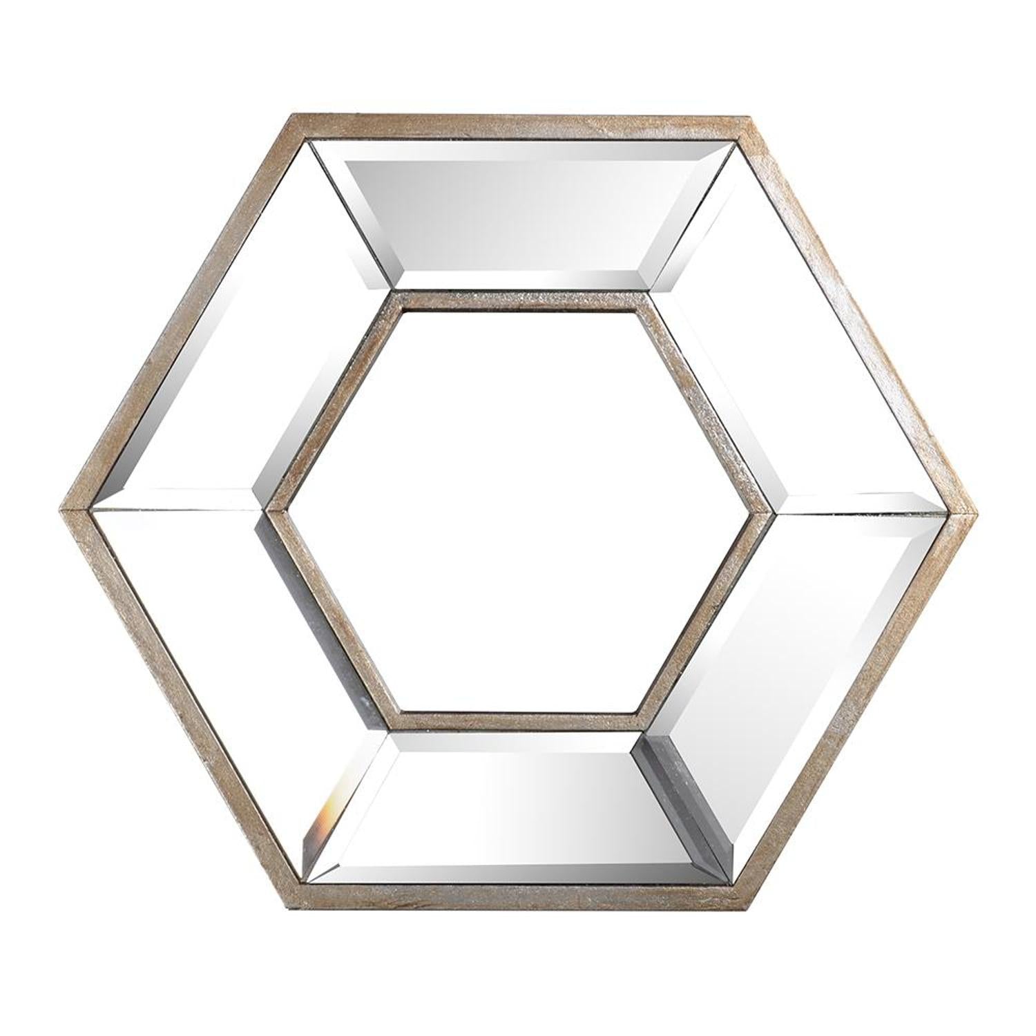 12" Silver Wood Hexagon Framed Accent Mirror - Bed & Bath