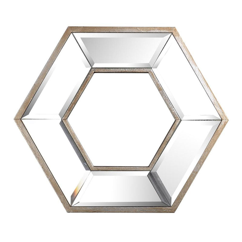 12" Silver Wood Hexagon Framed Accent Mirror - Bed & Bath