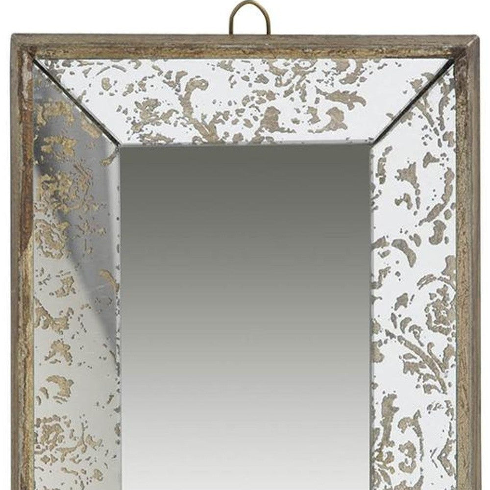12" Silver Metal Framed Antiqued Glass Accent Mirror - Bed & Bath