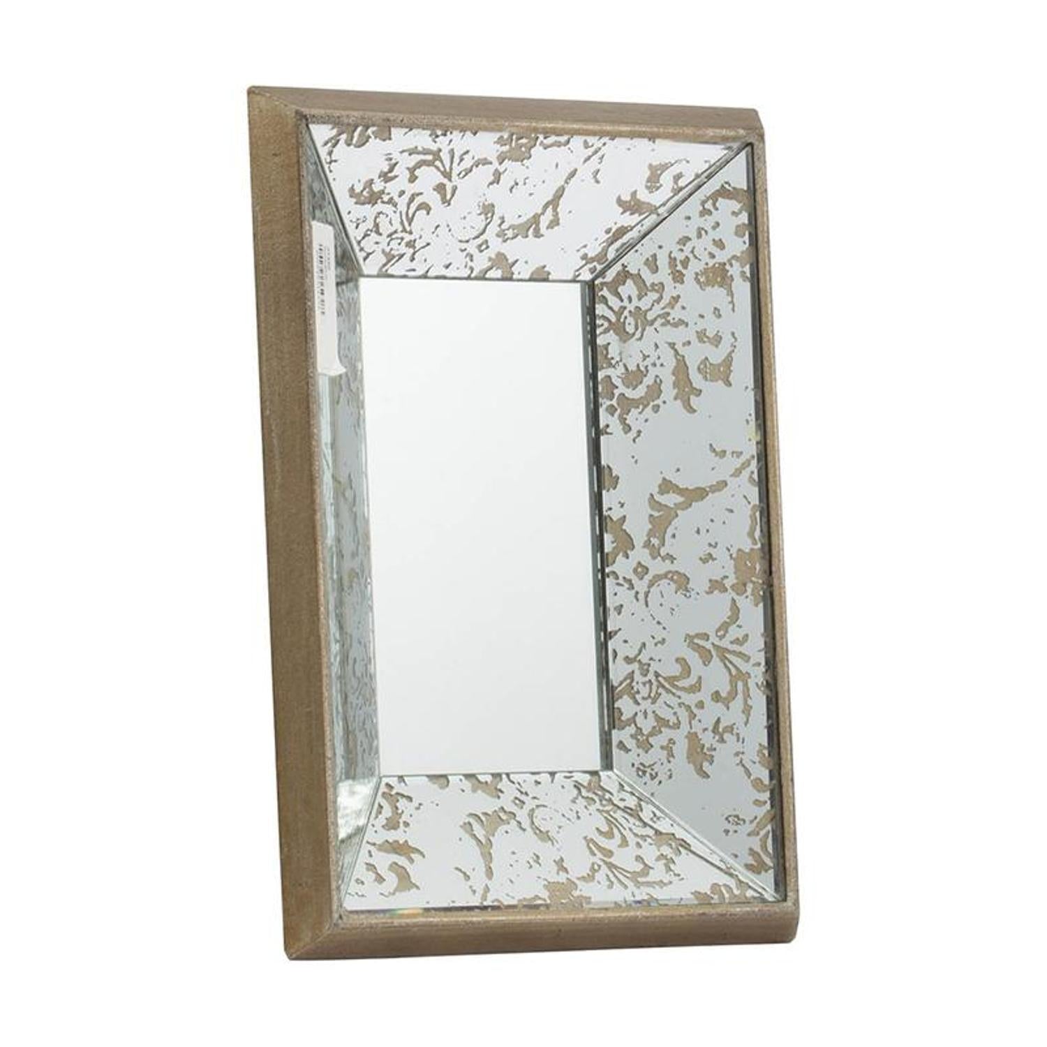 12" Silver Metal Framed Antiqued Glass Accent Mirror - Bed & Bath
