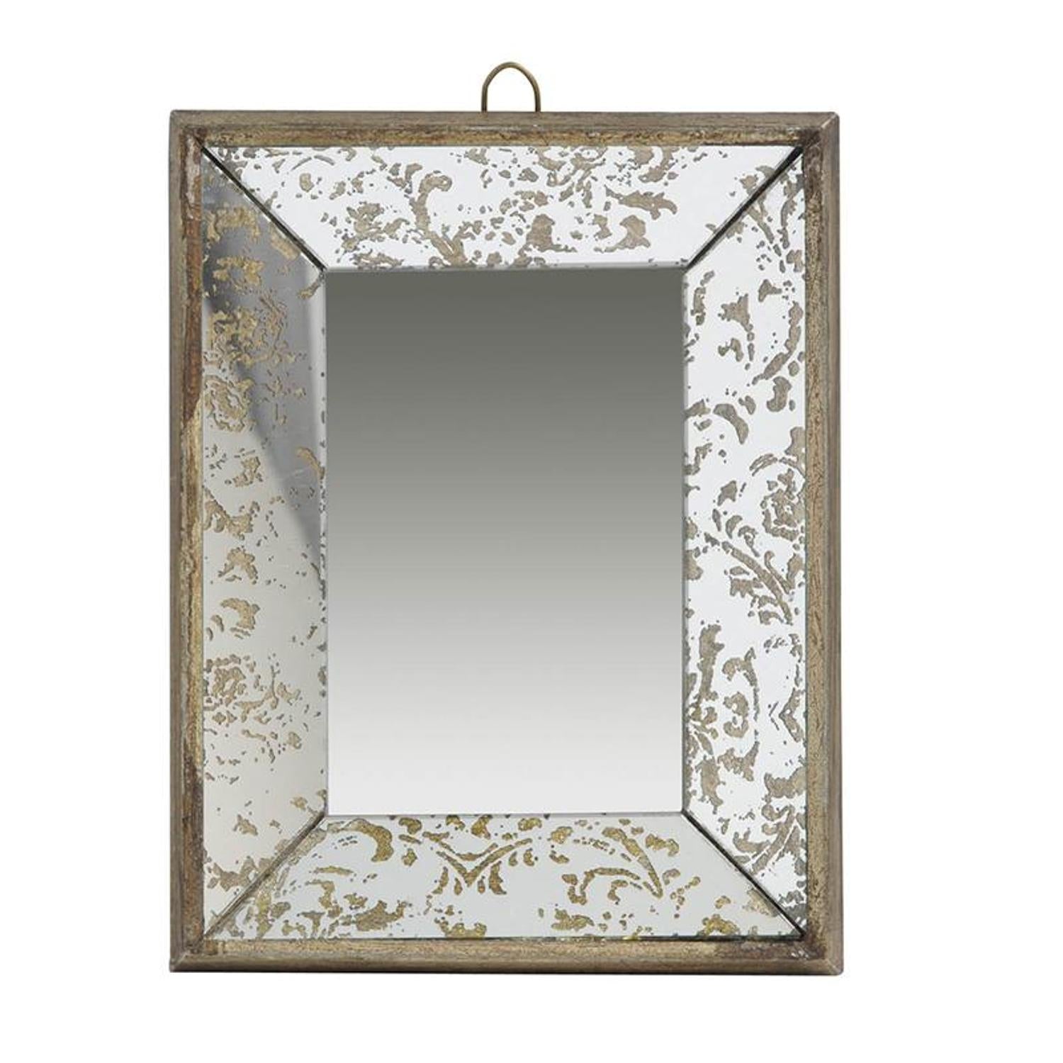 12" Silver Metal Framed Antiqued Glass Accent Mirror - Bed & Bath