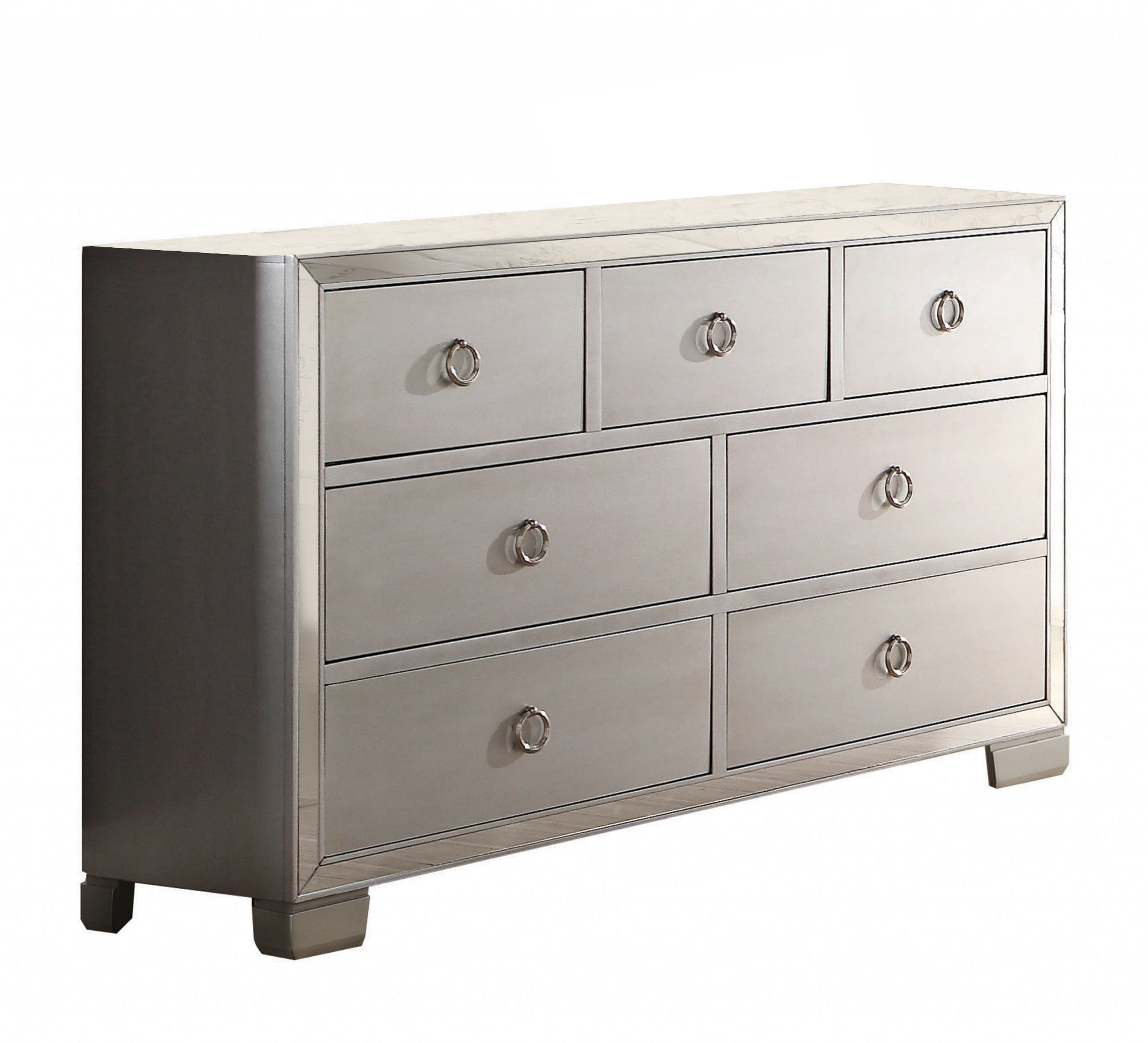 57" Platinum Solid and Manufactured Wood Seven Drawer Triple Dresser - Bed & Bath