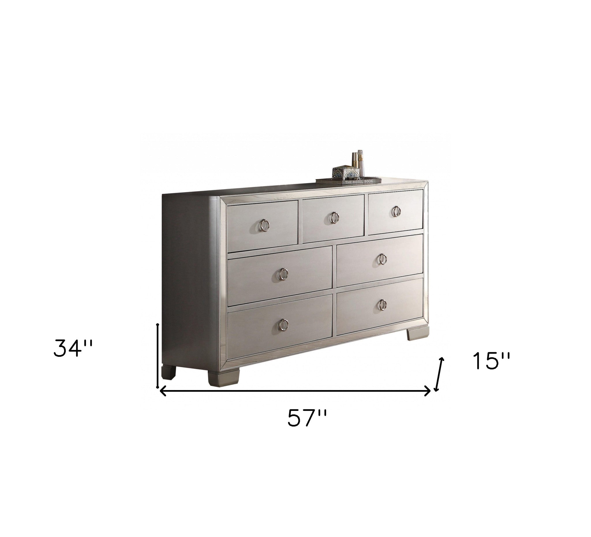 57" Platinum Solid and Manufactured Wood Seven Drawer Triple Dresser - Bed & Bath