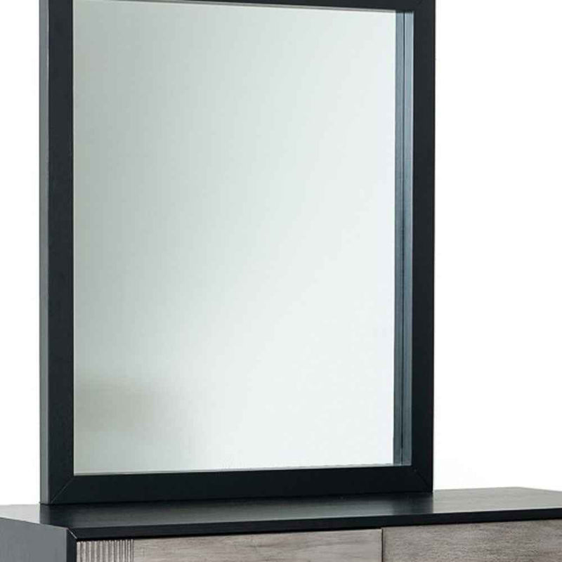 40" Black Ash Veneer Rectangle Wall Mounted Dresser Mirror Engineered Wood Framed