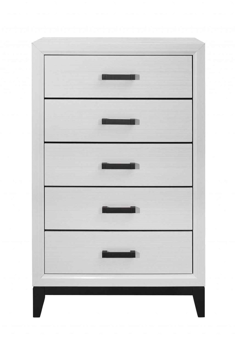 31" White Wood Five Drawer Standard Chest