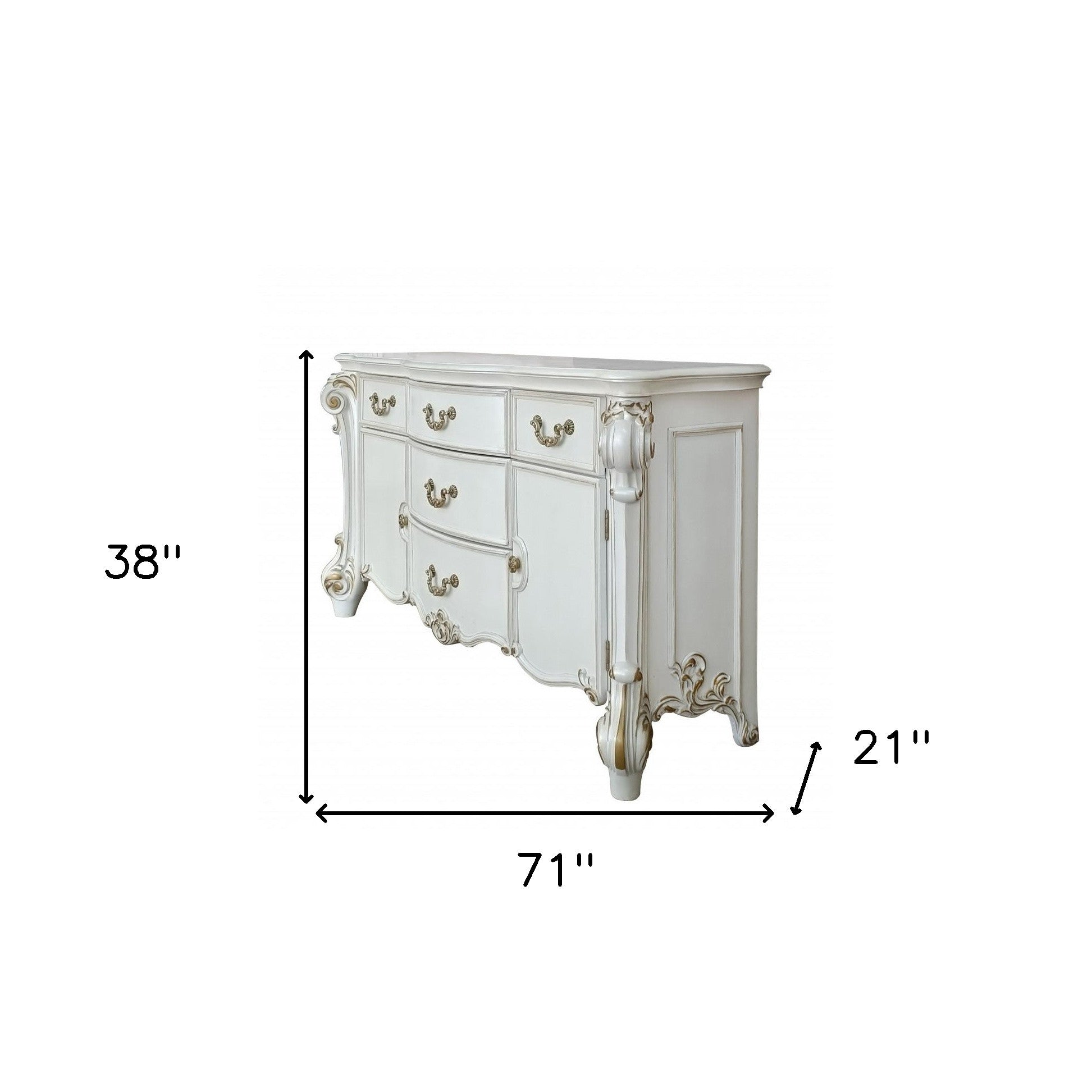 71" Pearl Solid and Manufactured Wood Five Drawer Triple Dresser - Bed & Bath