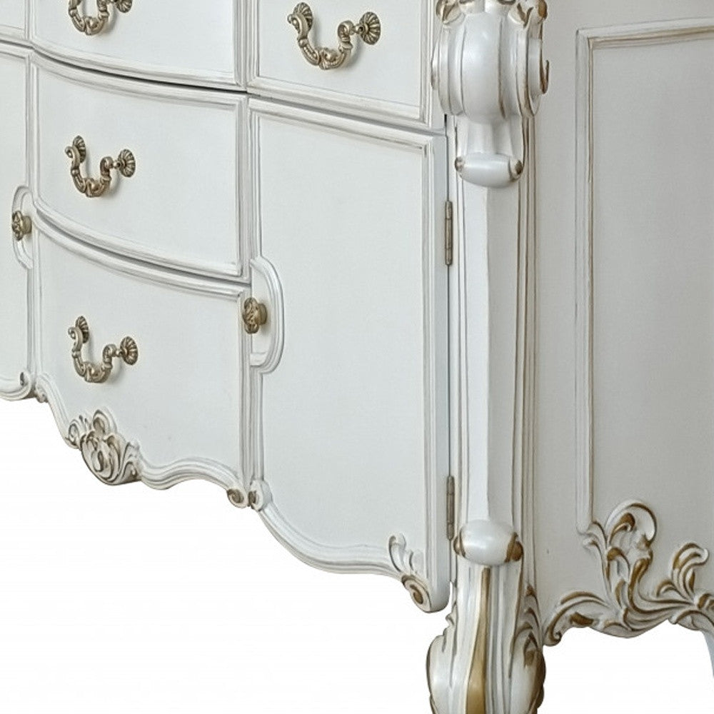 71" Pearl Solid and Manufactured Wood Five Drawer Triple Dresser - Bed & Bath