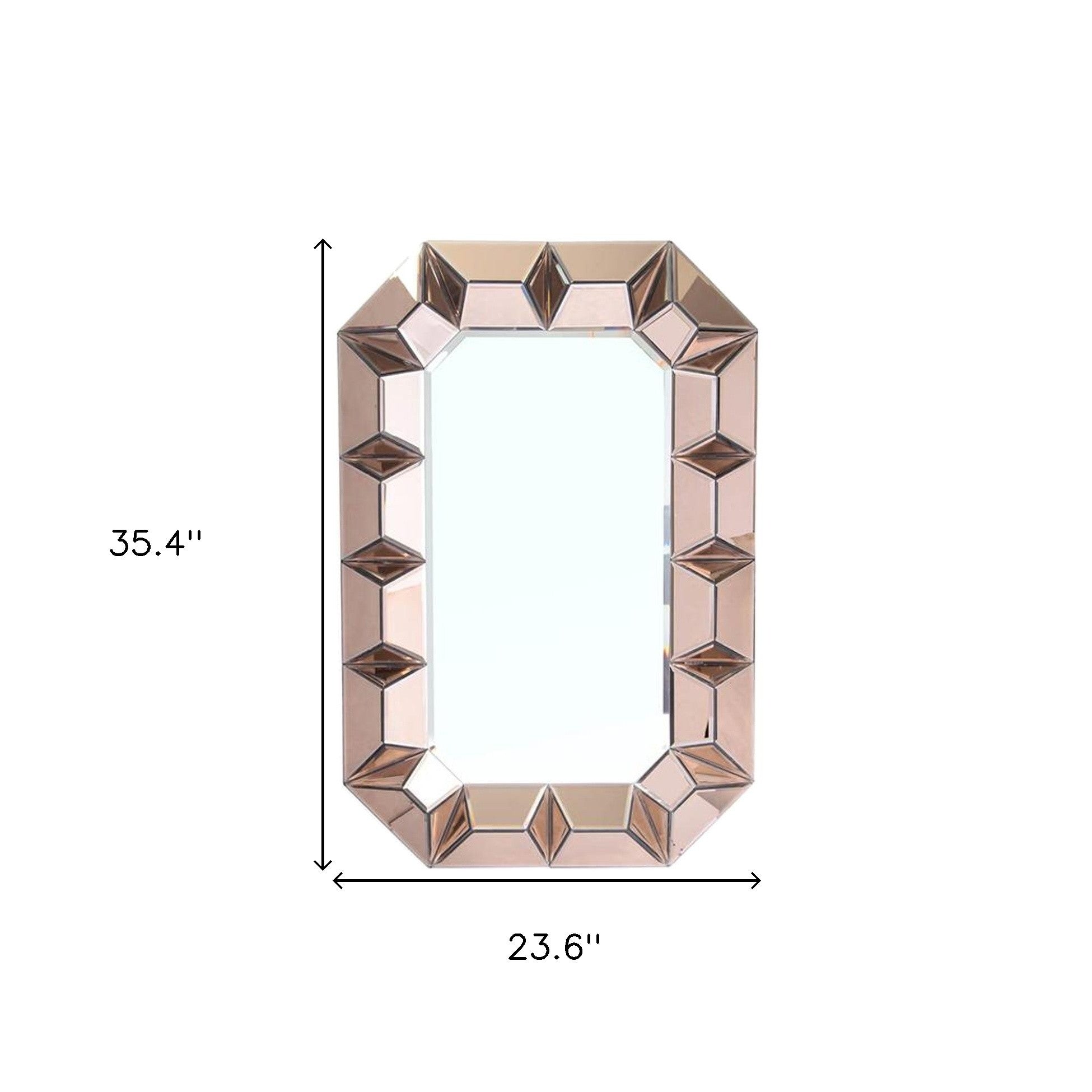 35" Rose Gold Glass Abstract Ornate Framed Accent Mirror - Bed & Bath