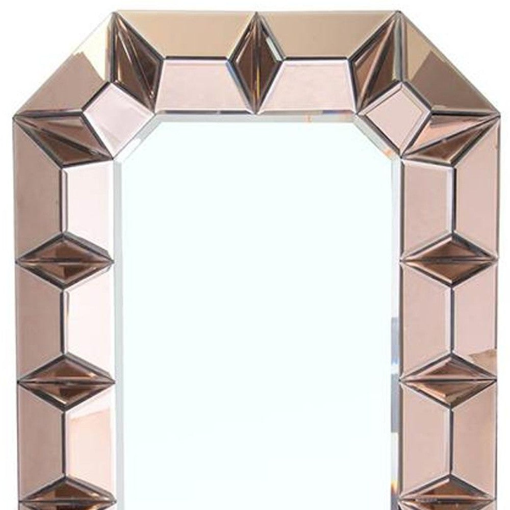 35" Rose Gold Glass Abstract Ornate Framed Accent Mirror - Bed & Bath