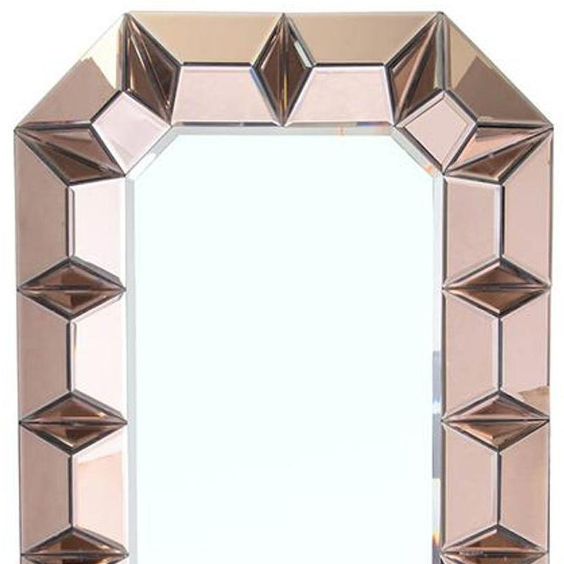 35" Rose Gold Glass Abstract Ornate Framed Accent Mirror - Bed & Bath