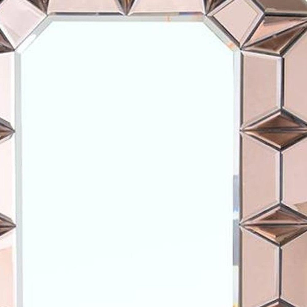 35" Rose Gold Glass Abstract Ornate Framed Accent Mirror - Bed & Bath