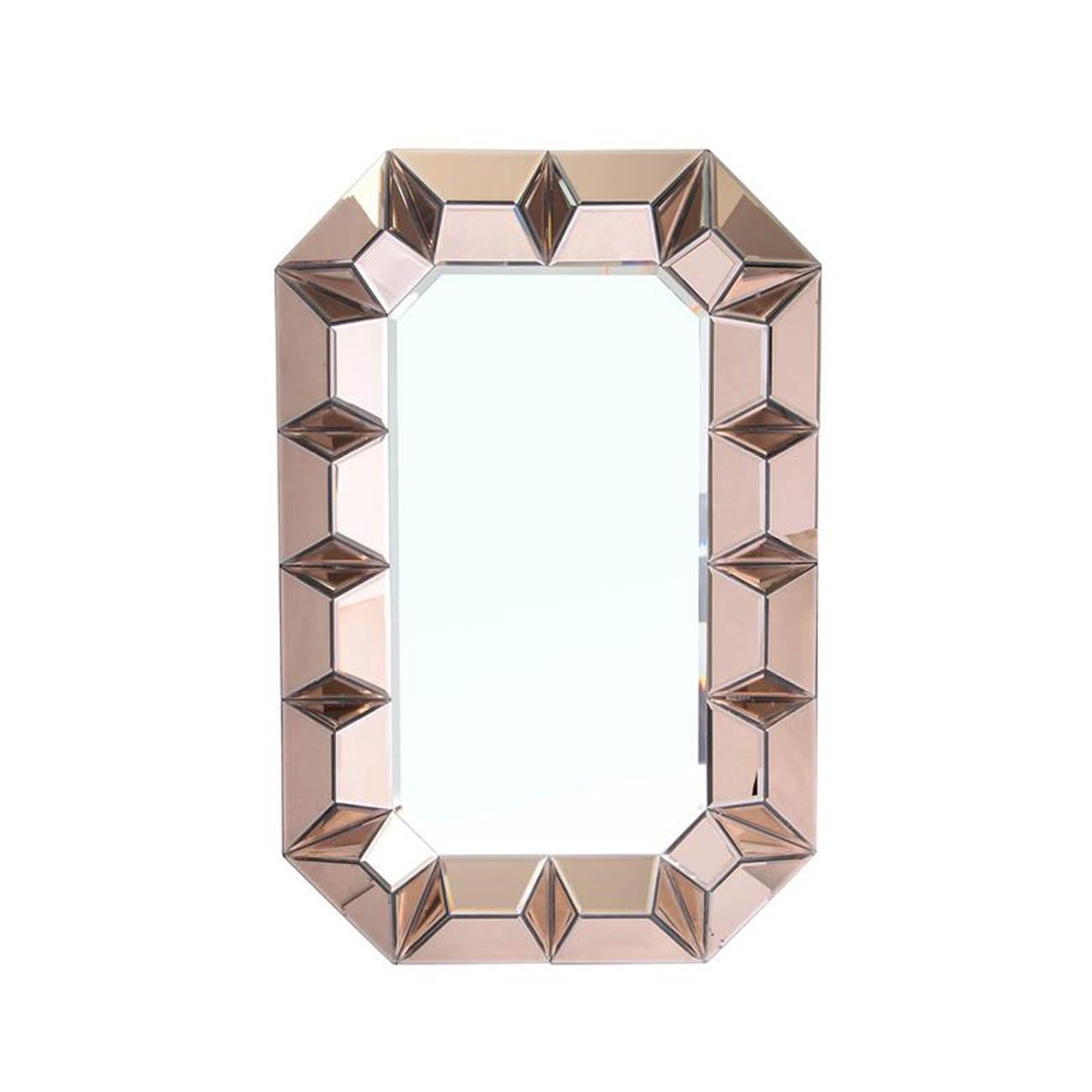 35" Rose Gold Glass Abstract Ornate Framed Accent Mirror - Bed & Bath