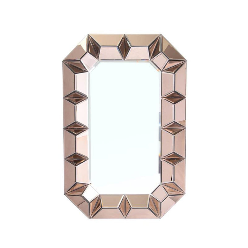35" Rose Gold Glass Abstract Ornate Framed Accent Mirror - Bed & Bath