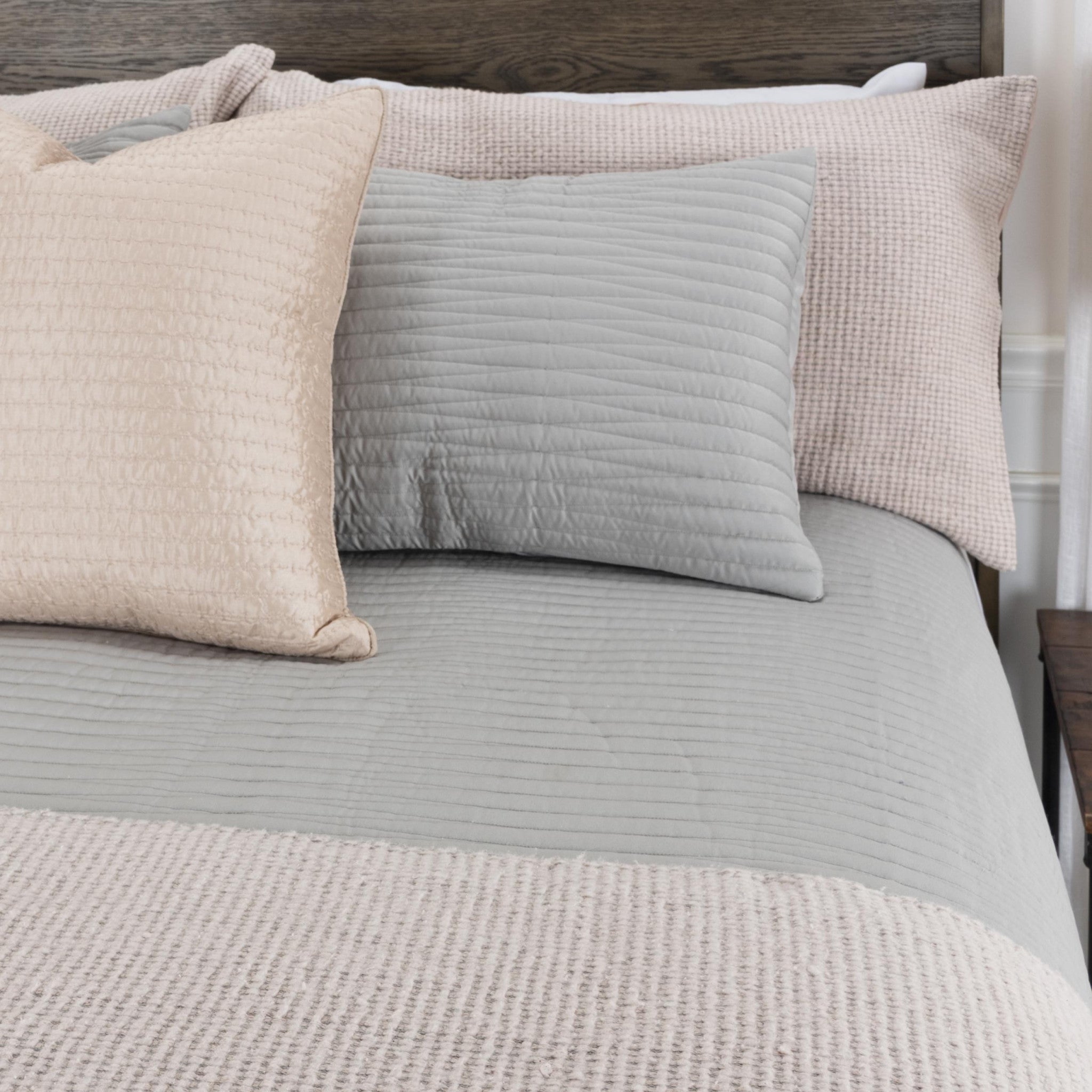 Set of Three Gray Geometric King Quilt - Bed & Bath