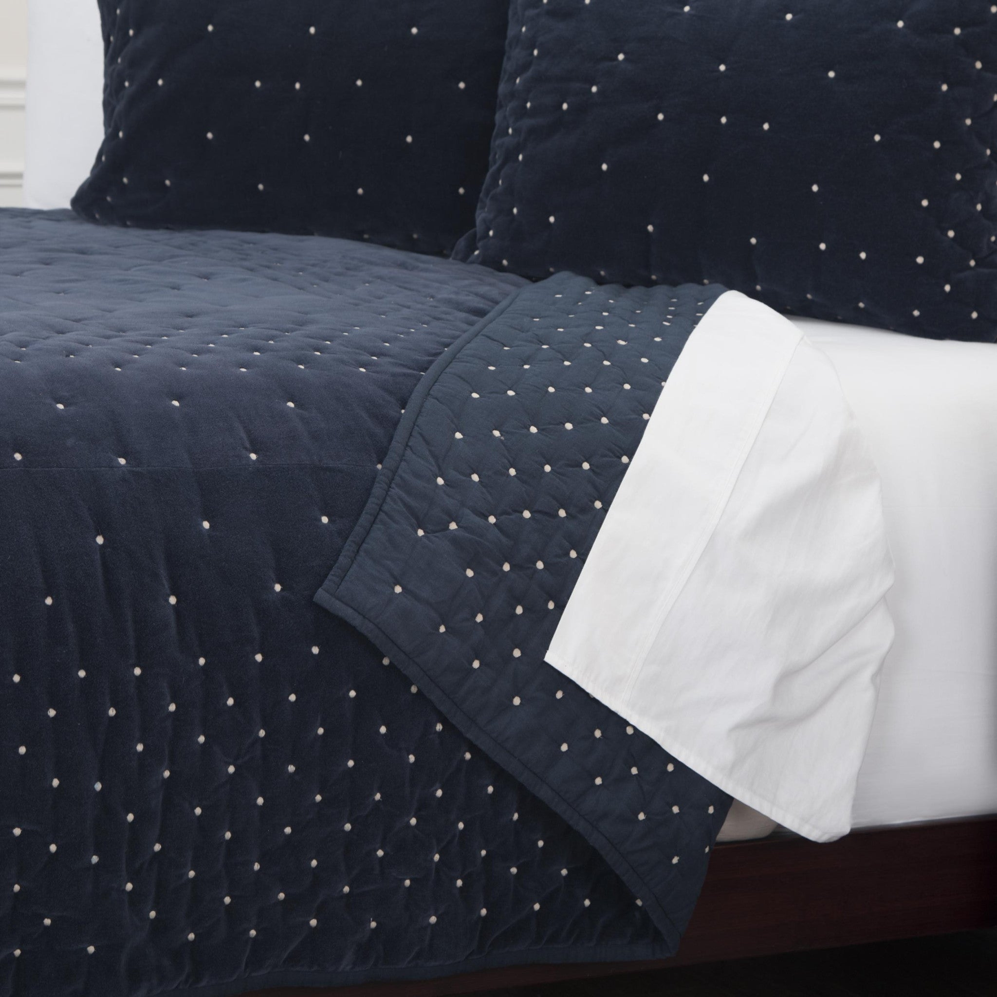 Indigo Polka Dots King Quilt - Bed & Bath