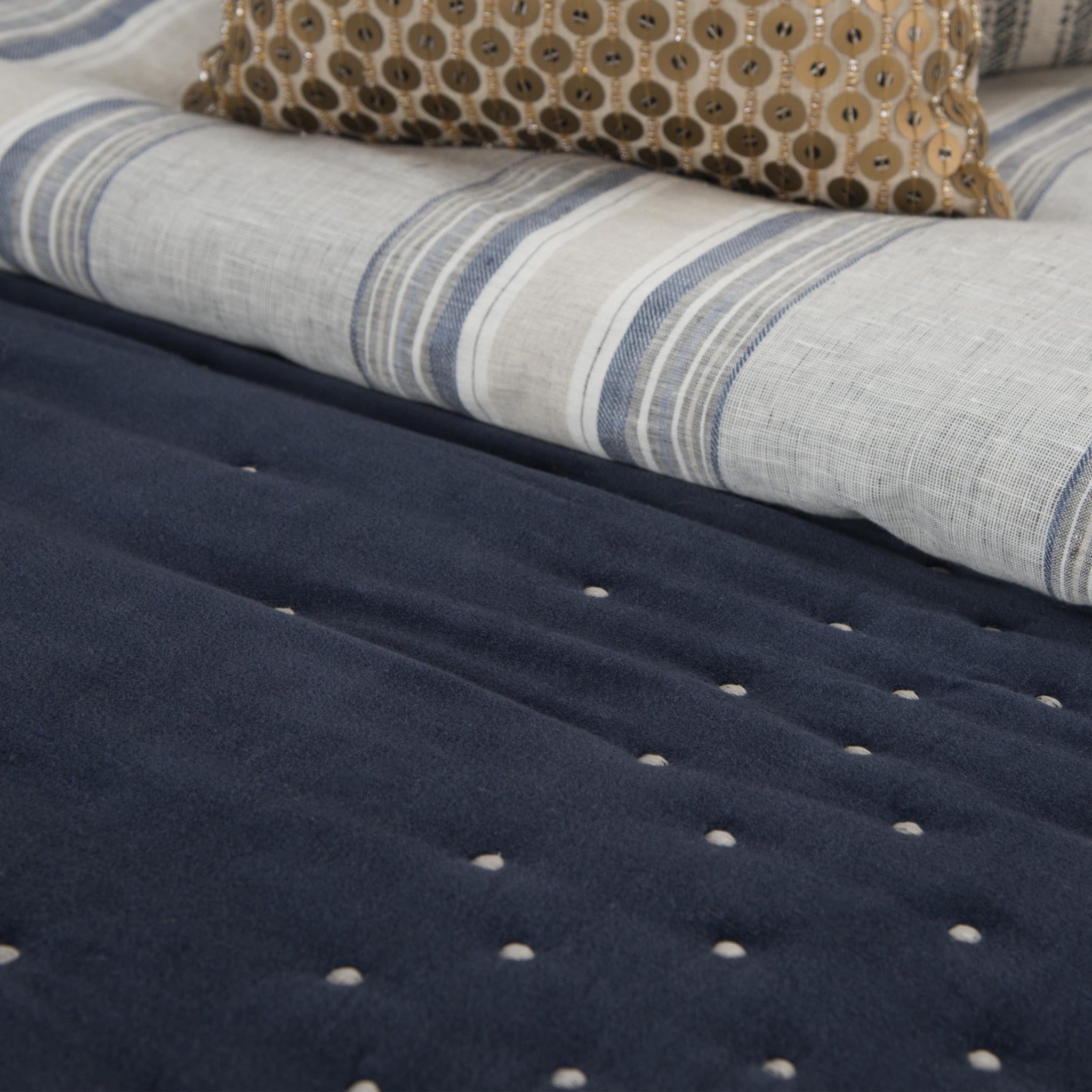 Indigo Polka Dots King Quilt - Bed & Bath