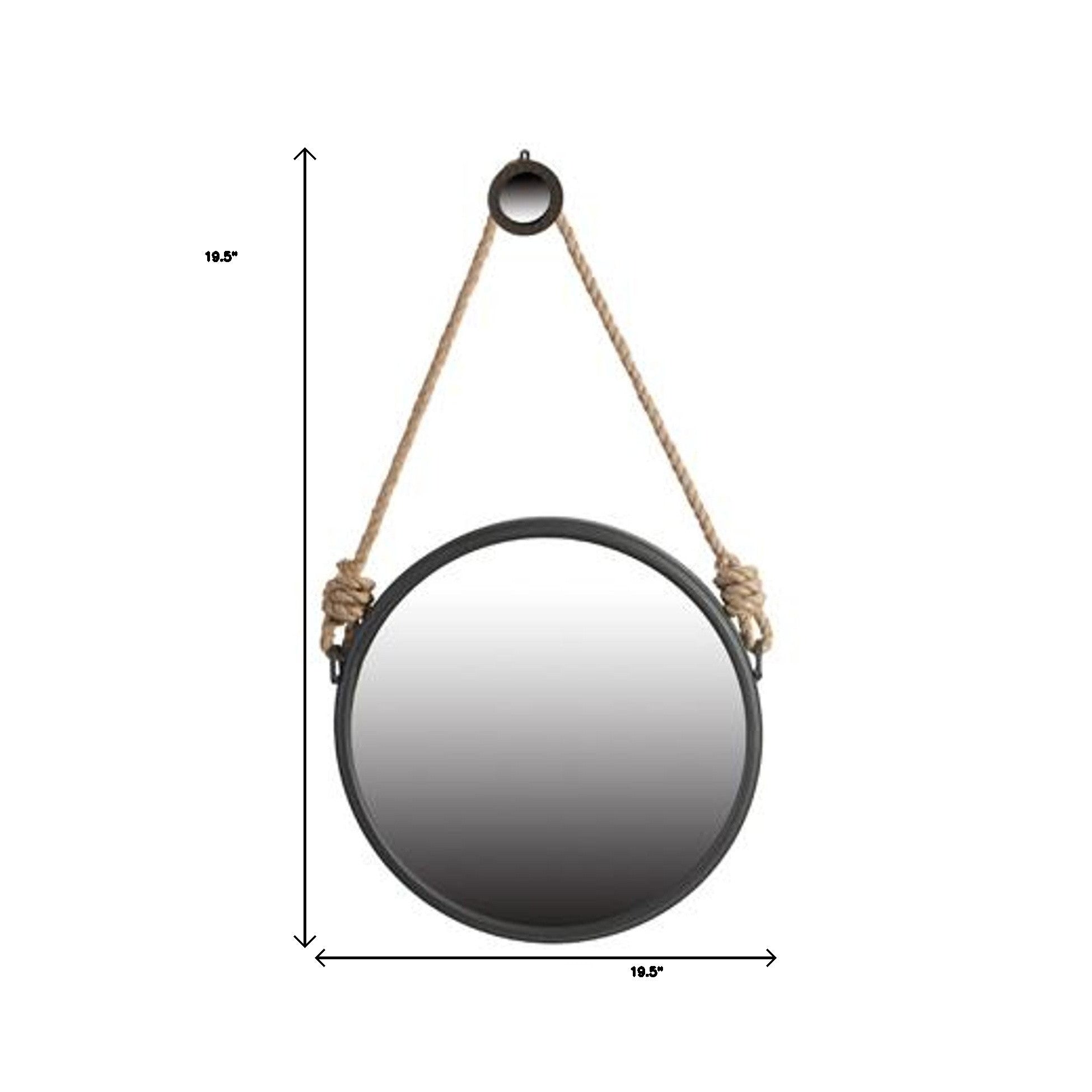 Black and Silver Round Accent Metal Mirror - Bed & Bath