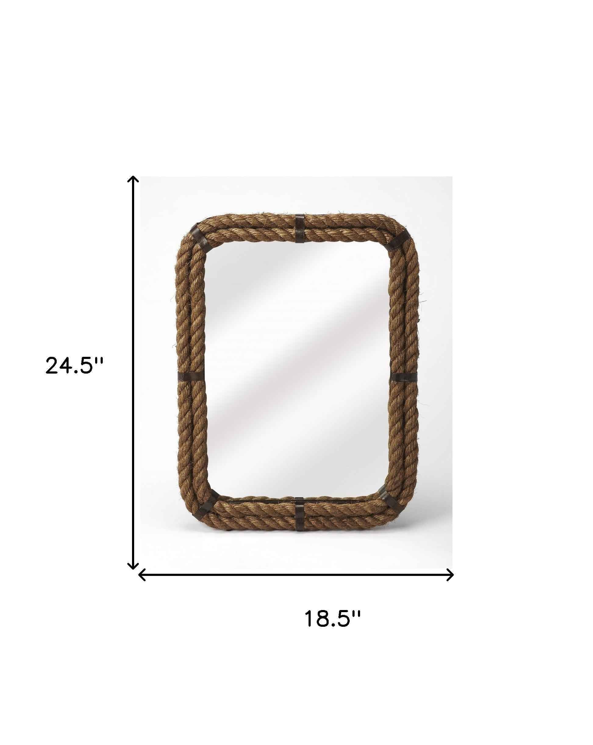 25" Brown Framed Accent Mirror