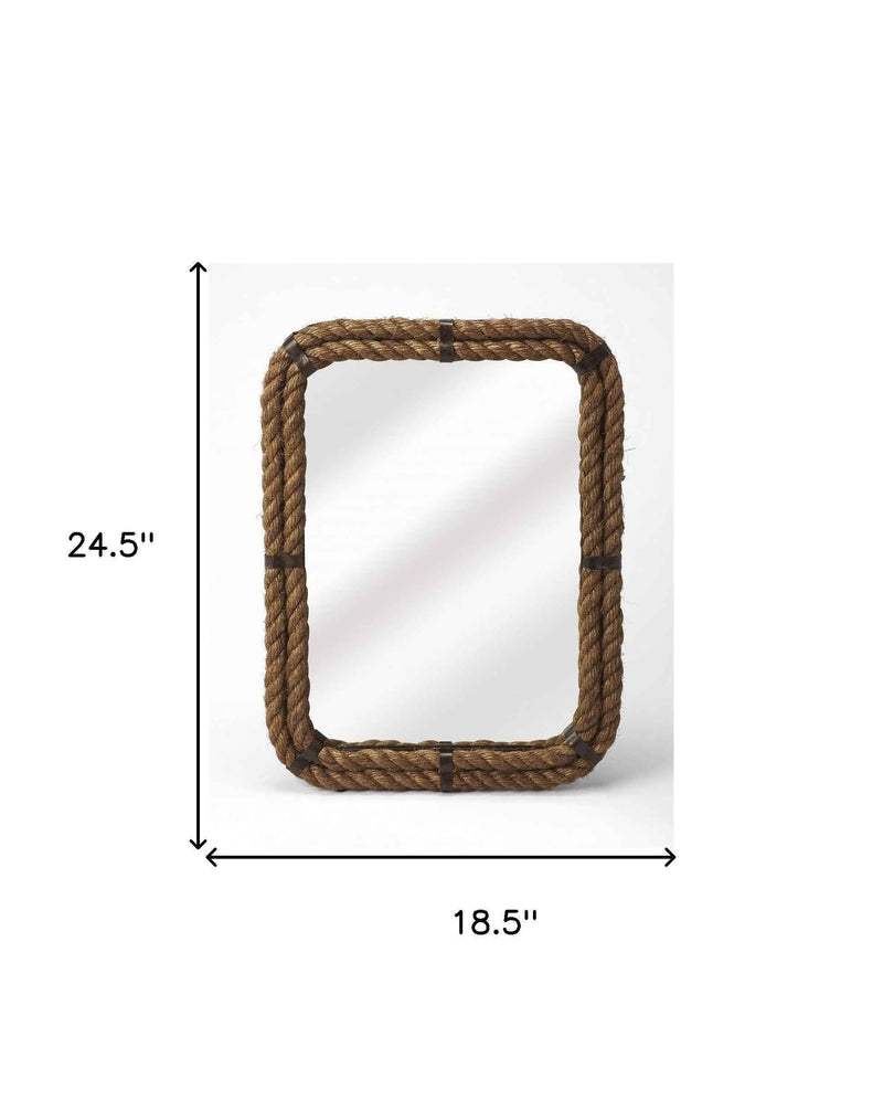 25" Brown Framed Accent Mirror