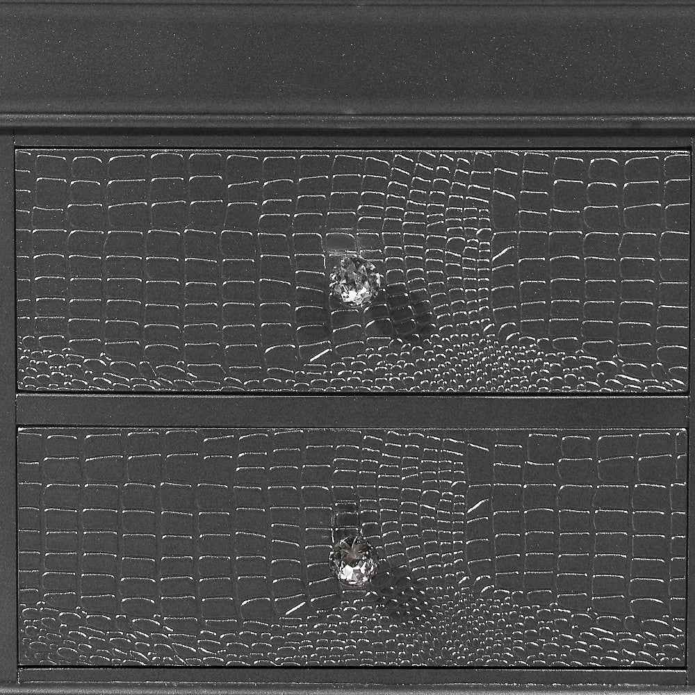 24" Gray Wood Shagreen Two Drawer Nightstand