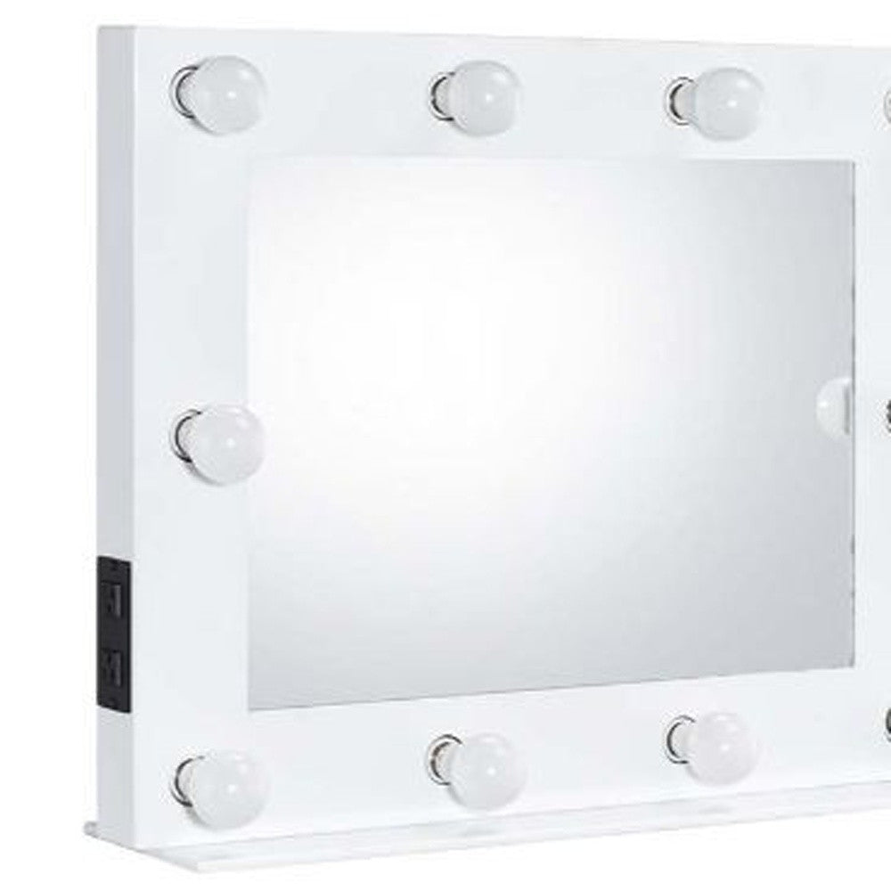 26" White Metal Framed Mounted Accent Mirror - Bed & Bath