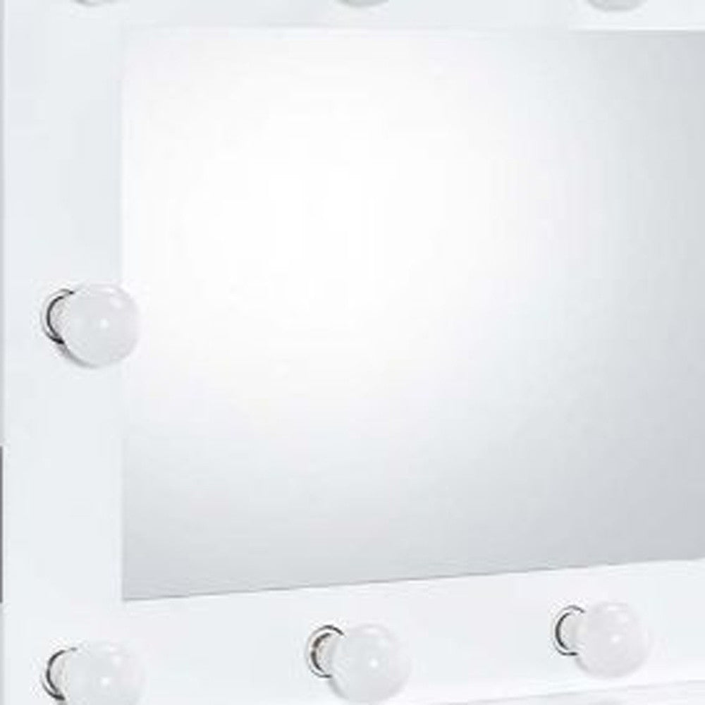 26" White Metal Framed Mounted Accent Mirror - Bed & Bath