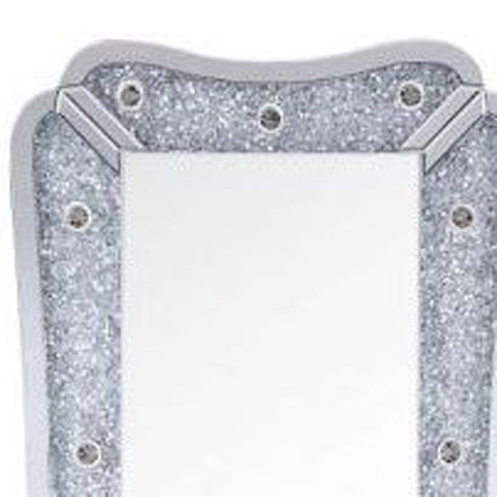 63" Mirrored & Faux Diamonds Lighted Accent Mirror - Home Decor