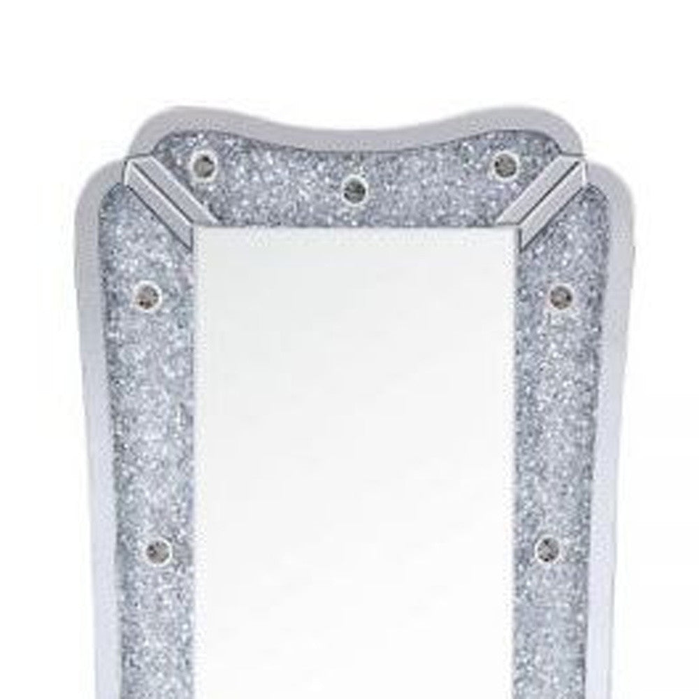 63" Mirrored & Faux Diamonds Lighted Accent Mirror - Home Decor