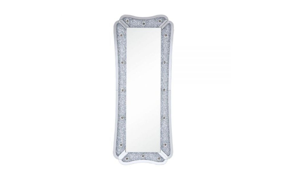 63" Mirrored & Faux Diamonds Lighted Accent Mirror - Home Decor