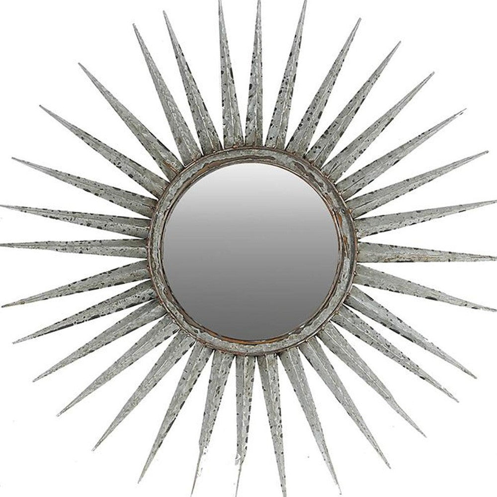 30" Silver Metal Sunburst Framed Accent Mirror - Bed & Bath