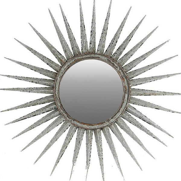 30" Silver Metal Sunburst Framed Accent Mirror - Bed & Bath