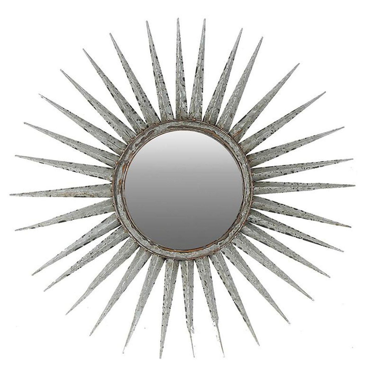 30" Silver Metal Sunburst Framed Accent Mirror - Bed & Bath