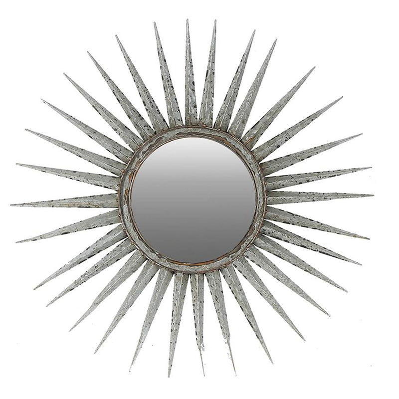 30" Silver Metal Sunburst Framed Accent Mirror - Bed & Bath