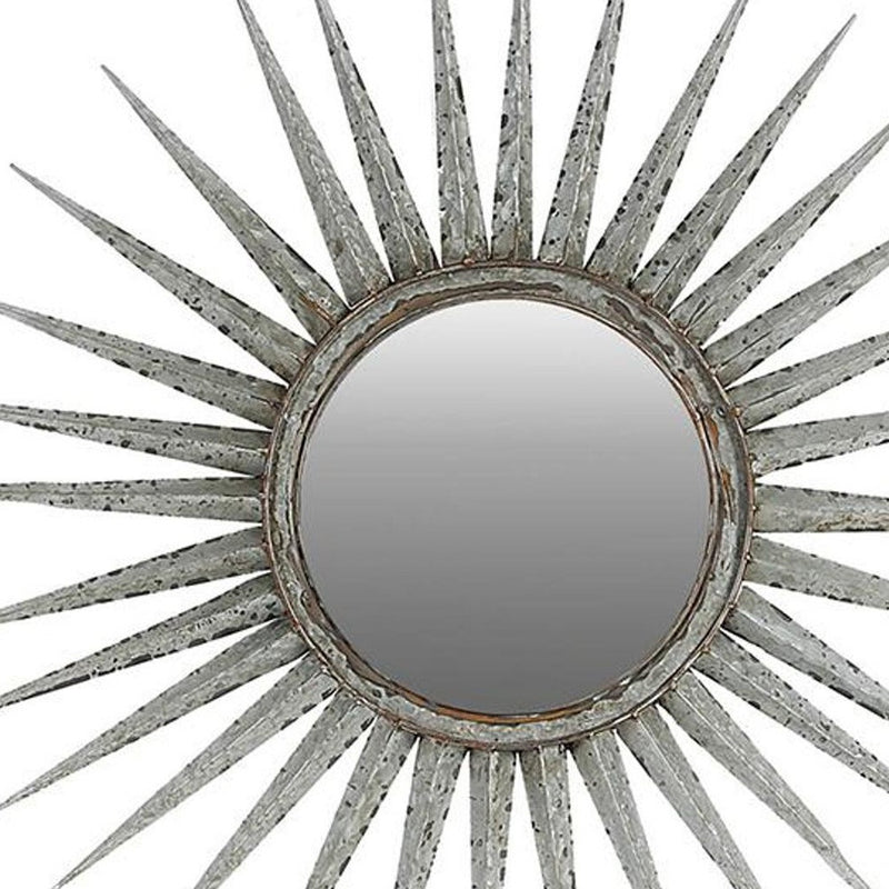 30" Silver Metal Sunburst Framed Accent Mirror - Bed & Bath