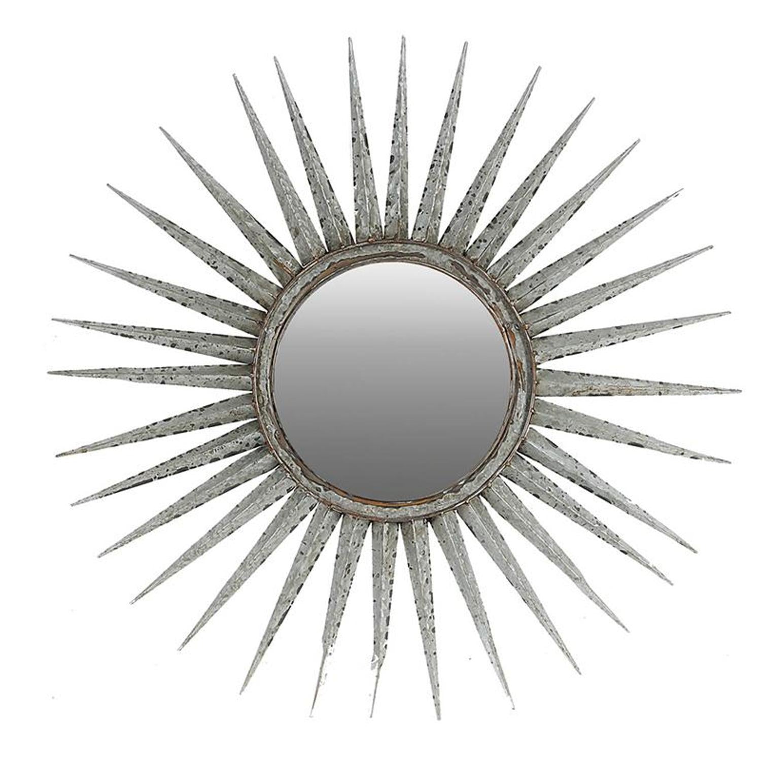 30" Silver Metal Sunburst Framed Accent Mirror - Bed & Bath