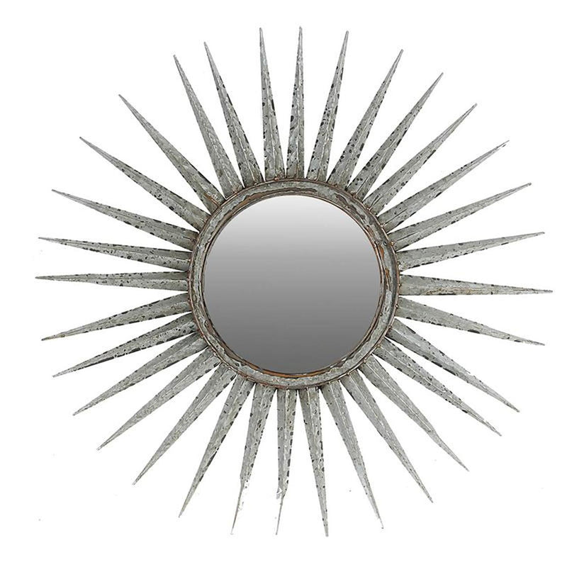 30" Silver Metal Sunburst Framed Accent Mirror - Bed & Bath