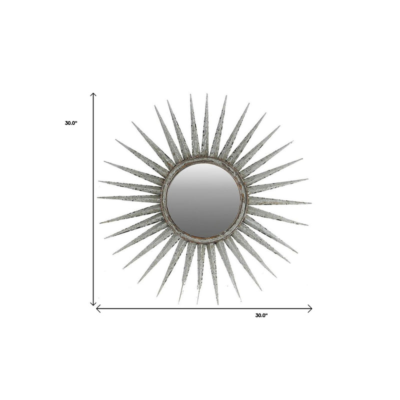 30" Silver Metal Sunburst Framed Accent Mirror - Bed & Bath