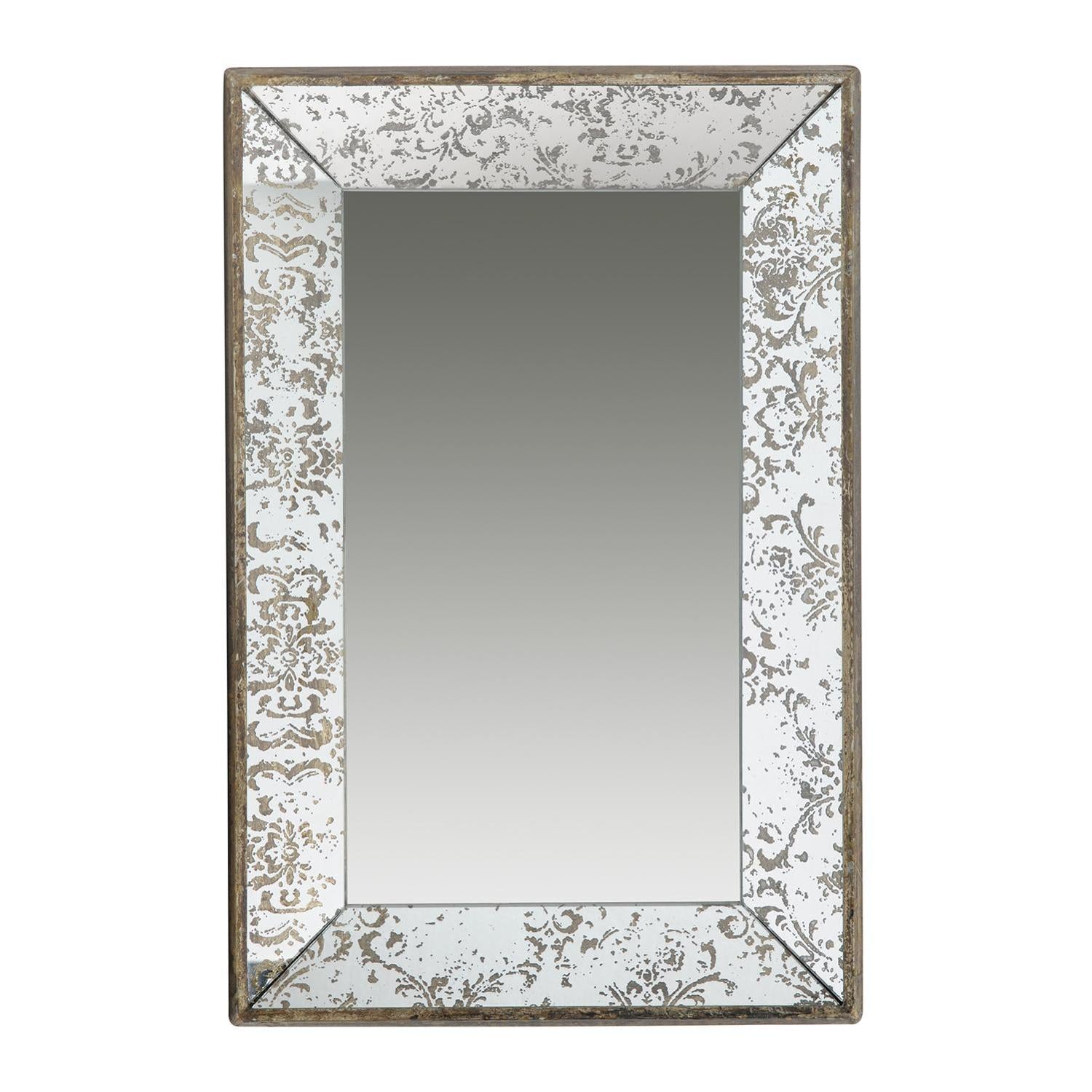24" Silver Glass Framed Accent Mirror - Bed & Bath
