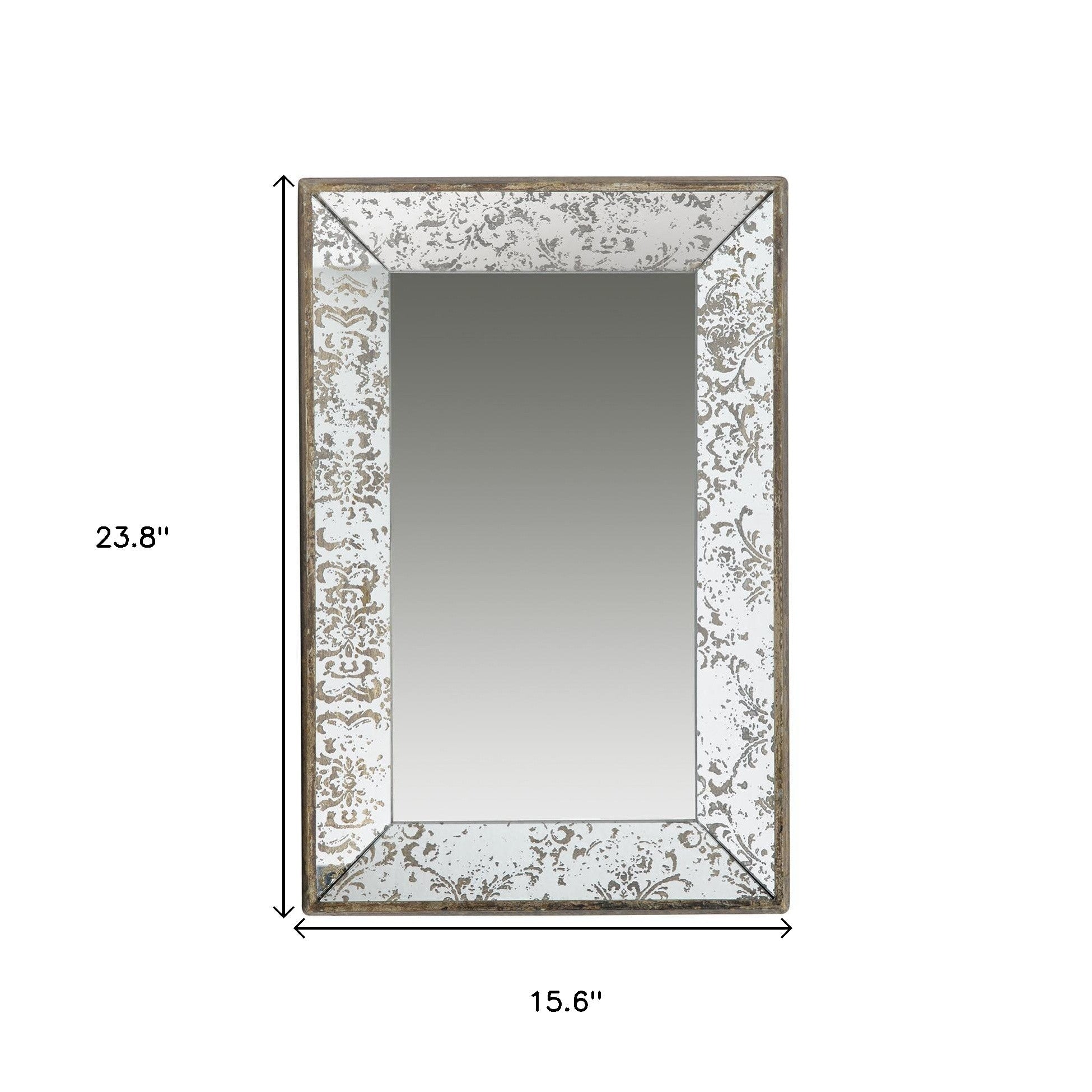 24" Silver Glass Framed Accent Mirror - Bed & Bath