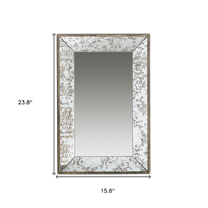 24" Silver Glass Framed Accent Mirror - Bed & Bath