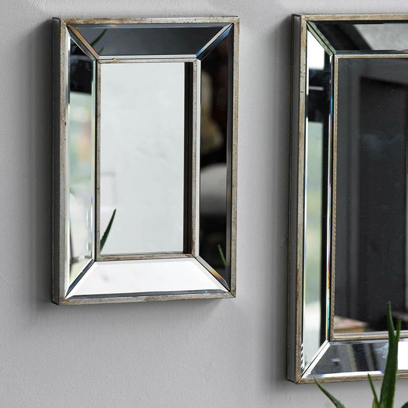 18" Silver Beveled Glass Framed Accent Mirror - Bed & Bath