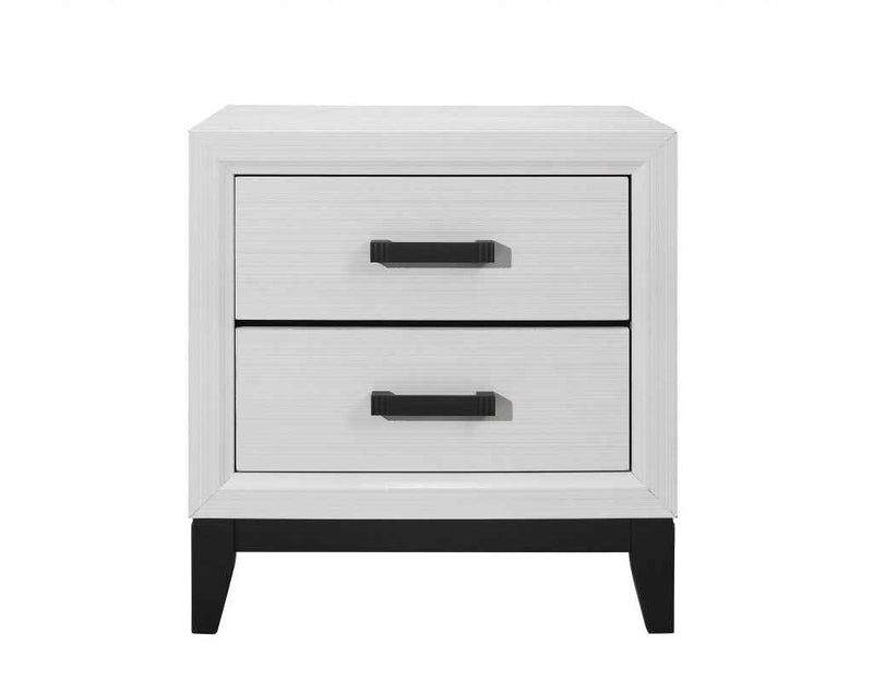 25" White Wood Two Drawer Nightstand